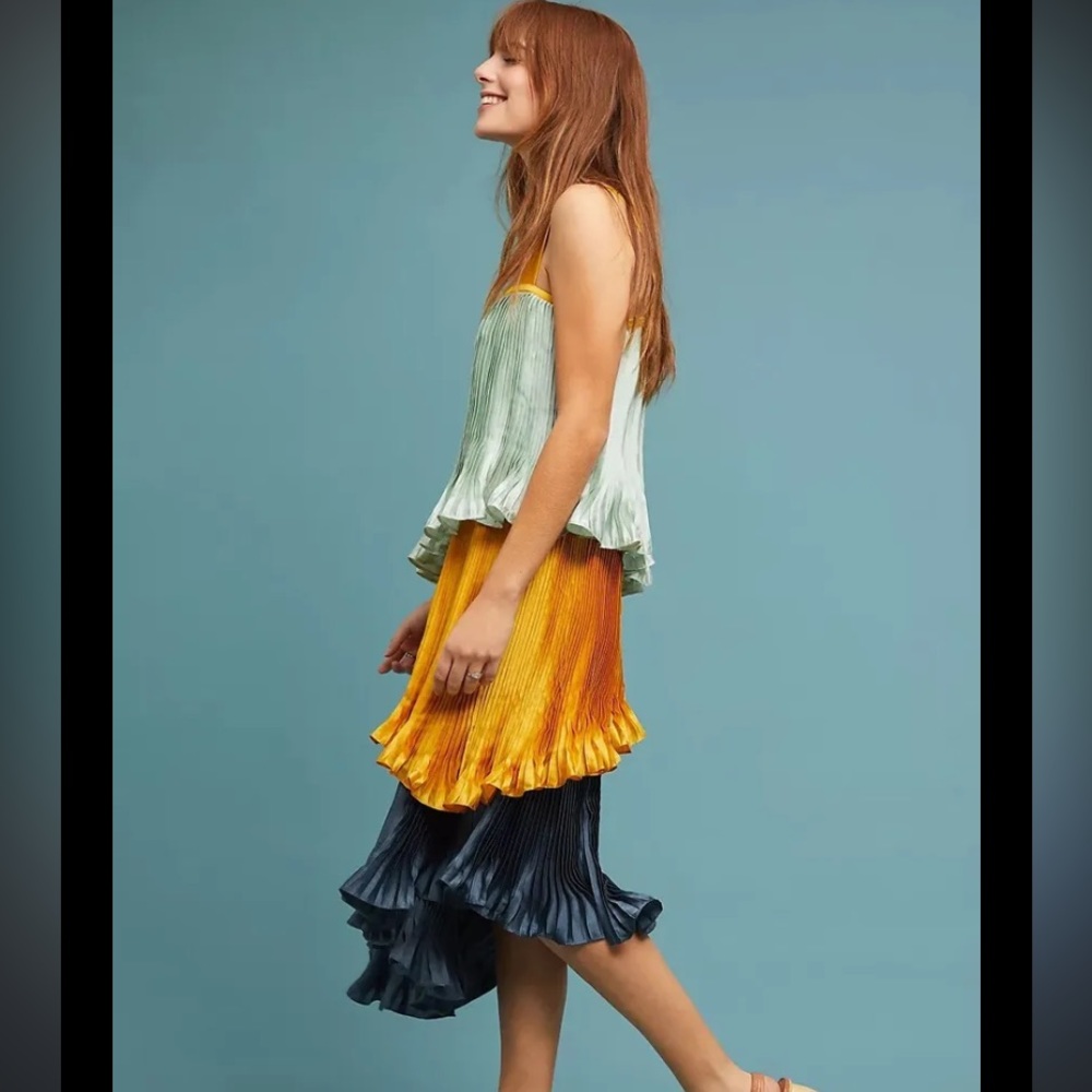NWT Anthropologie Guapa Pleated Colorblock Dress